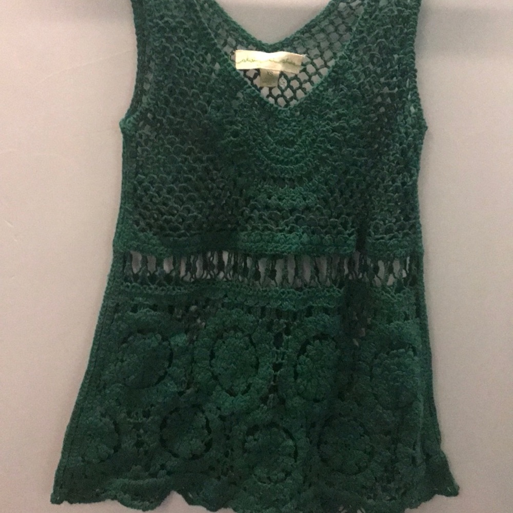 Staring at stars knitted green tank size xs